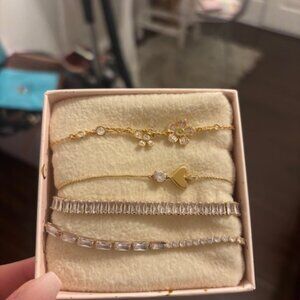 Set of 4 gold plated bracelets ( Kate spade, Anthropologie, TJmaxx)